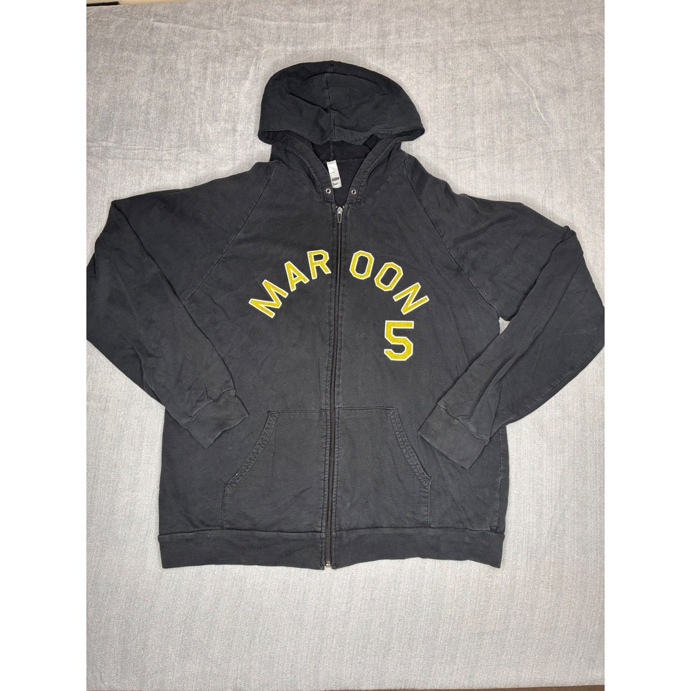 Maroon 5 Band Hoodie American Apparel California Fleece Black Zip Up Mens L USA
